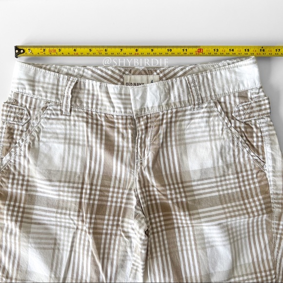 NEW Plaid 100% Cotton Bermuda Shorts in Beige and White - Picture 2 of 10